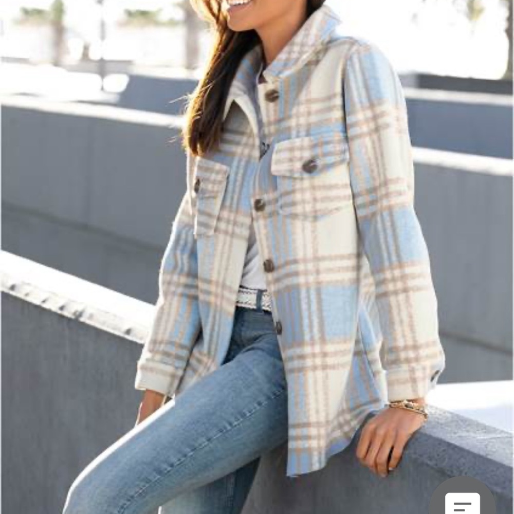 Plaid Shacket, Blue /  Multi